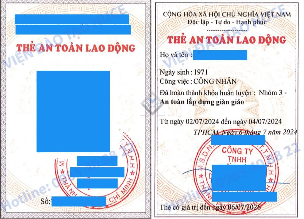 Mẫu thẻ an toàn lao động nhóm 3