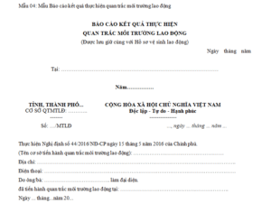 Mẫu báo cáo kết quả quan trắc môi trường định kỳ 2026 được lập theo quy định hiện hành.