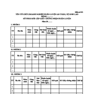 Nội dung sổ theo dõi huấn luyện an toàn lao động.